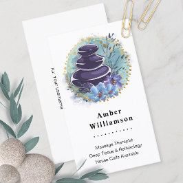 Tarjeta De Visita Masaje Terapéutico Salon Spa Estilista Zen Stones