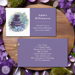 Tarjeta De Visita Masaje Terapéutico Salon Spa Estilista Zen Stones