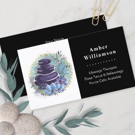 Tarjeta De Visita Masaje Terapéutico Salon Spa Estilista Zen Stones