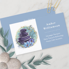 Tarjeta De Visita Masaje Terapéutico Salon Spa Estilista Zen Stones