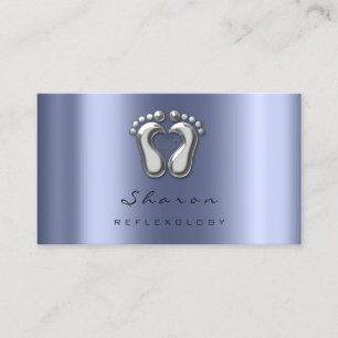 Tarjeta De Visita Masaje Terapia Reflexología Marina Azul Gris Plate