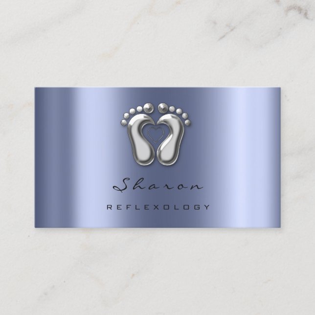 Tarjeta De Visita Masaje Terapia Reflexología Marina Azul Gris Plate (Anverso)