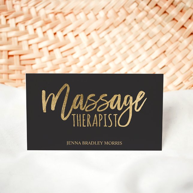 Tarjeta De Visita Masajista moderno terapeuta script moda Relieve me (Subido por el creador)