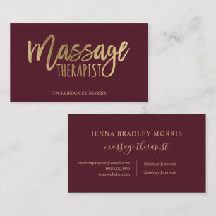 Tarjeta De Visita Masajista moderno terapeuta script moda Relieve me