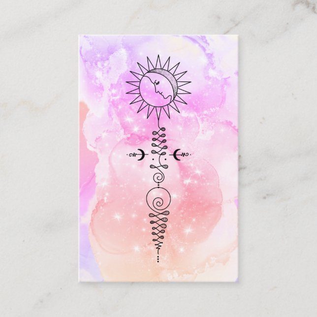 Tarjeta De Visita *~* Masajista Mujer Sol Luna Nirvana Yoga Reiki (Anverso)