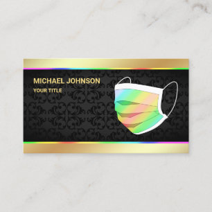 Tarjeta De Visita Máscara de cara arcoiris colorida de Relieve metal