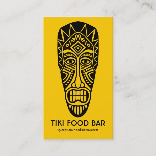 Tarjeta De Visita Máscara de Tiki - Negro sobre ámbar (Anverso)