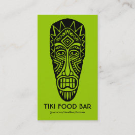 Tarjeta De Visita Máscara de Tiki - Negro sobre verde marciano