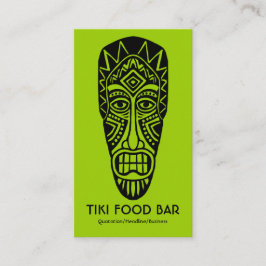 Tarjeta De Visita Máscara de Tiki - Negro sobre verde marciano