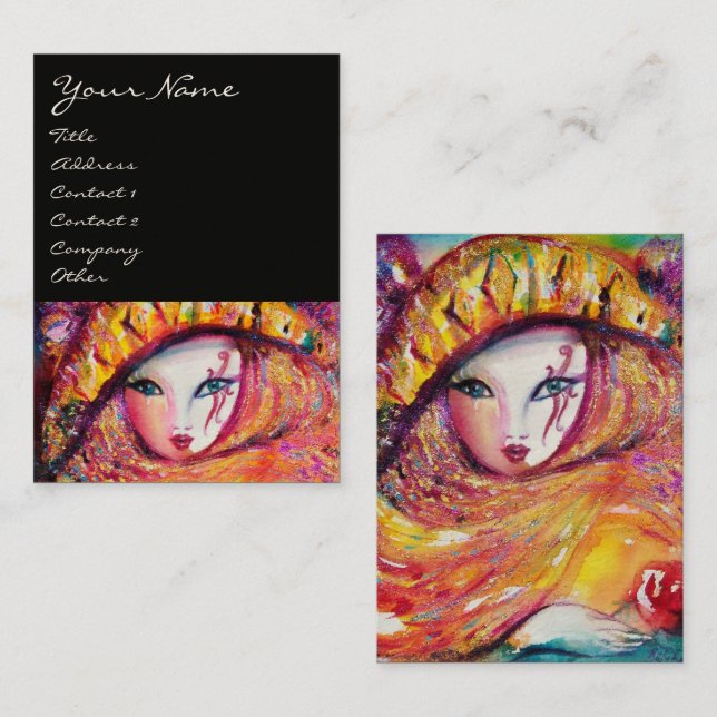 Tarjeta De Visita MÁSCARA EN BARRAS AMARILLAS / Interpretativas,Dise (Anverso / Reverso)