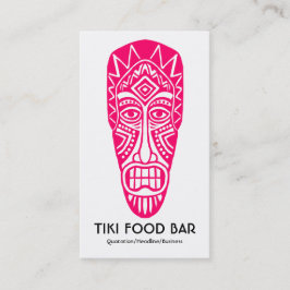 Tarjeta De Visita Máscara tiki - Neon Red sobre blanco