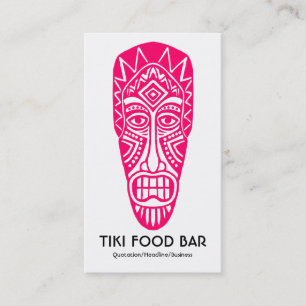 Tarjeta De Visita Máscara tiki - Neon Red sobre blanco