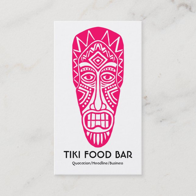 Tarjeta De Visita Máscara tiki - Neon Red sobre blanco (Anverso)