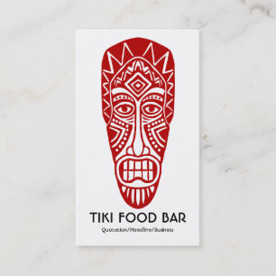 Tarjeta De Visita Máscara Tiki - Rojo Rubí sobre Blanco