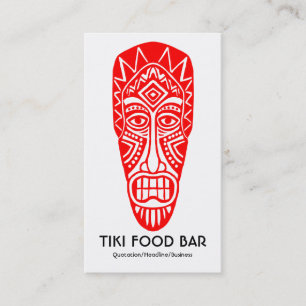 Tarjeta De Visita Máscara tiki - Rojo sobre blanco