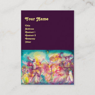 Tarjeta De Visita MASCARADA /BAILE ,MÚSICA morado,azul rojo,rosa