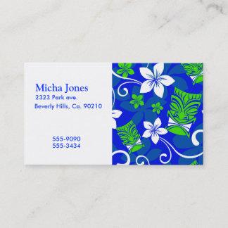Tarjeta De Visita Máscaras florales de Tiki de la isla azul