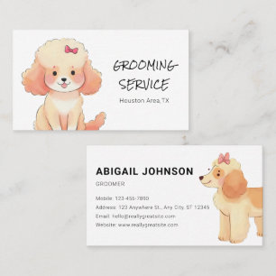 Tarjeta De Visita Mascota acuarela Grooming con caniche