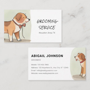 Tarjeta De Visita Mascota acuarela Grooming con corgi