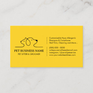 Tarjeta De Visita Mascota amarilla logotipo de perro gato CUTE veter