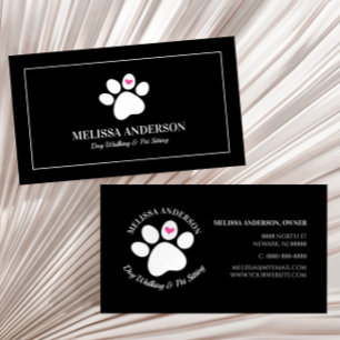 Tarjeta De Visita Mascota Animal Dog Cat Paw Heart Personalizado tar