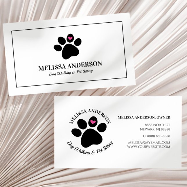 Tarjeta De Visita Mascota Animal Dog Cat Paw Heart Personalizado tar (Subido por el creador)