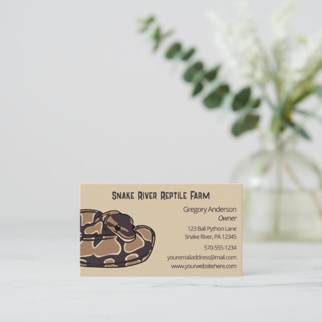 Tarjeta De Visita Mascota Ball Python Snake Reptile Breeder (Anverso de pie)