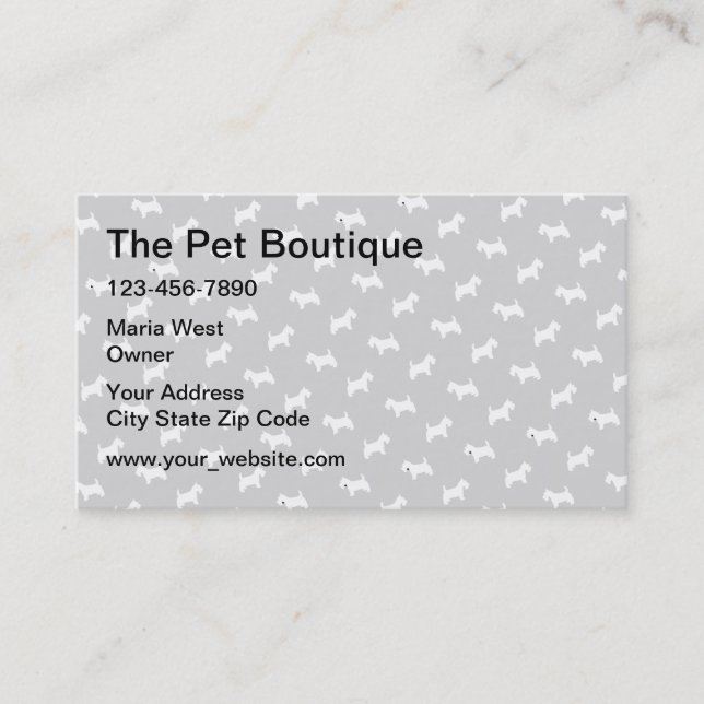 Tarjeta De Visita Mascota Boutique Cute Dog Pattern (Anverso)