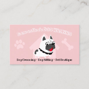 Tarjeta De Visita Mascota Bulldog francés rosado Sitter Perro Walker