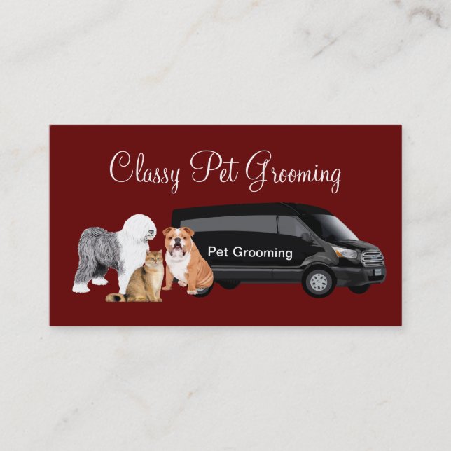 Tarjeta De Visita Mascota Clásico Servicios de Grooming (Anverso)