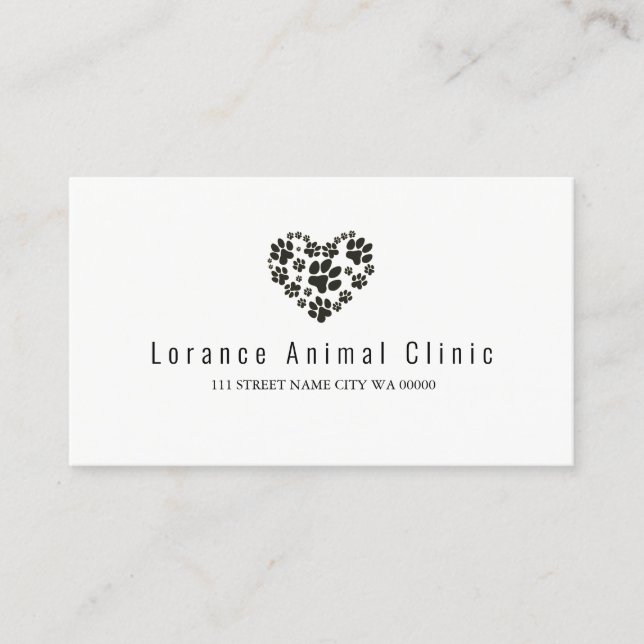 Tarjeta De Visita Mascota Clínica Animal Refugio Veterinario (Anverso)