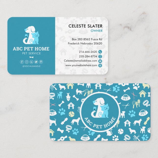 Tarjeta De Visita Mascota, Clínica Veterinaria, Vet, Servicio al Mas (Anverso / Reverso)