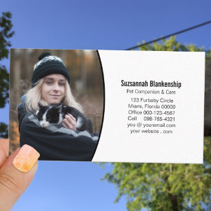 Tarjeta De Visita Mascota Companion Black White Professional Photo
