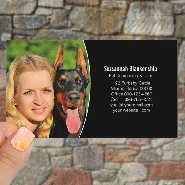 Tarjeta De Visita Mascota Companion Black White Professional Photo (Subido por el creador)