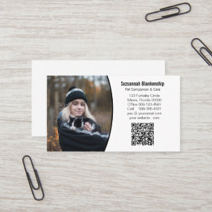 Tarjeta De Visita Mascota Companion Personalizado blanco negro Foto 