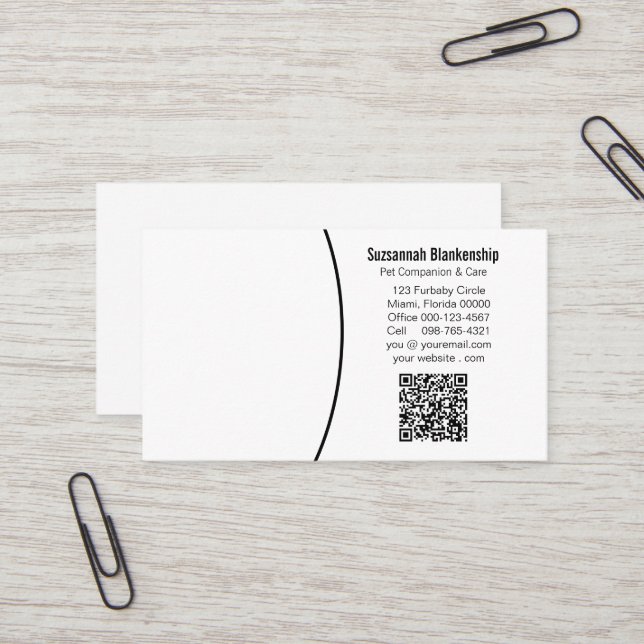 Tarjeta De Visita Mascota Companion Personalizado blanco negro Foto  (Anverso/Reverso In Situ)