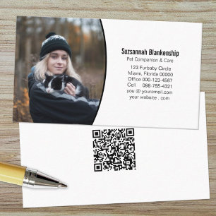 Tarjeta De Visita Mascota Companion Personalizado blanco negro Foto 