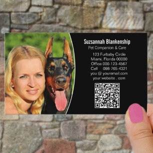 Tarjeta De Visita Mascota Companion Personalizado blanco negro Foto 