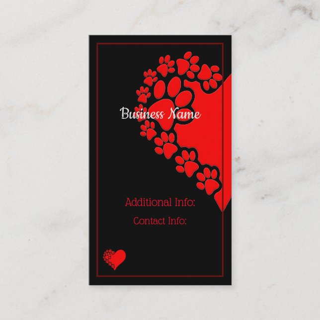 Tarjeta De Visita Mascota Corazón de amor vertical (Anverso)