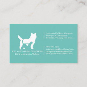 Tarjeta De Visita Mascota Corazón Perro Gato Formal Verde