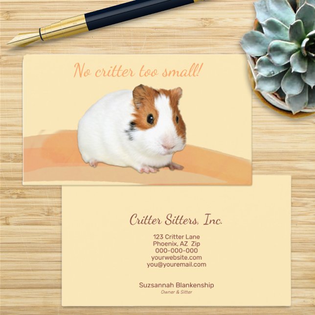 Tarjeta De Visita Mascota Cute Sitter Guinea Fotografía de cerdo (Subido por el creador)