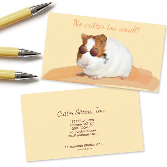 Tarjeta De Visita Mascota Cute Sitter Guinea Fotografía de cerdo (Subido por el creador)