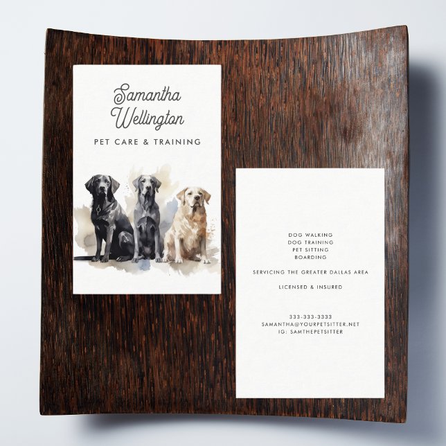 Tarjeta De Visita Mascota de acuarela moderna entrenador de caminant (Subido por el creador)