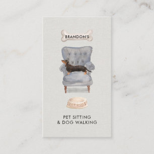 Tarjeta De Visita Mascota de acuarela Sitter Dog Walker