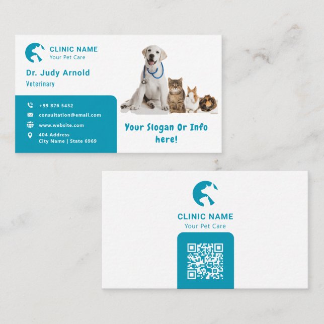 Tarjeta De Visita Mascota de animales de negocios | Modernidad simpl (Anverso / Reverso)