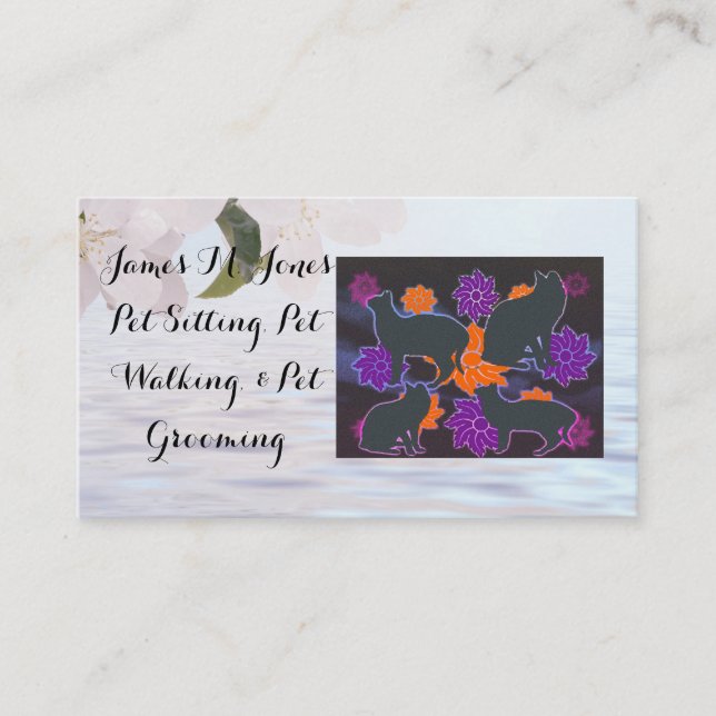 Tarjeta De Visita Mascota de animales sentado perro de gato cuidado  (Anverso)