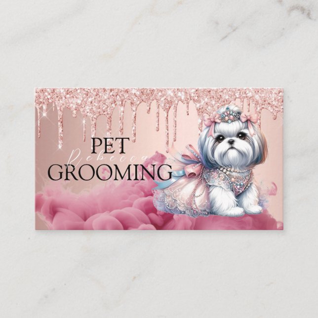 Tarjeta De Visita Mascota De Atención Animal Grooming Spa Salon Pupp (Anverso)