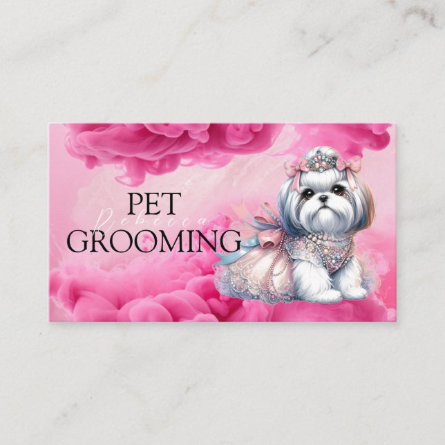Tarjeta De Visita Mascota De Atención Animal Grooming Spa Salon Pupp (Anverso)