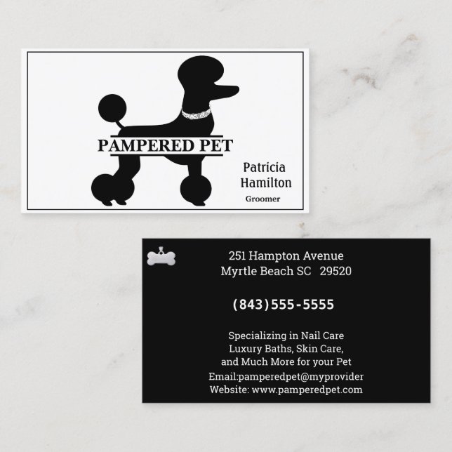 Tarjeta De Visita Mascota de canapé Groomer/ Vet (Anverso / Reverso)