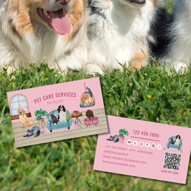 Tarjeta De Visita Mascota de código QR sentado, paseo de perros, acr (Subido por el creador)